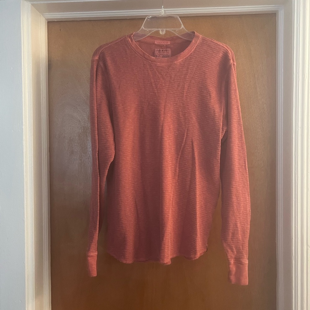 Lucky Brand Men’s Rust Color Lived In Thermal Textured Crewneck Long Sleeve Top